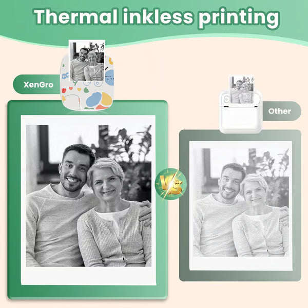 XenGro Mini Portable Sticker Printer – Inkless, Bluetooth, 3 Rolls Paper – Perfect Gift for Kids