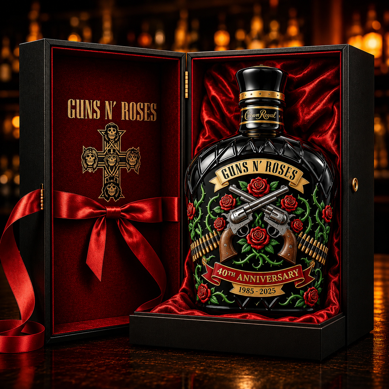Guns N’ Roses 40th Anniversary Whiskey Bottle
