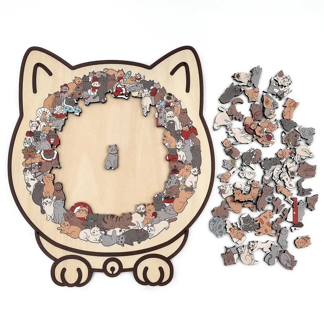 Cat Shaped Wooden Jigsaw Puzzle