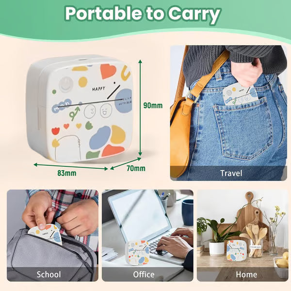 XenGro Mini Portable Sticker Printer – Inkless, Bluetooth, 3 Rolls Paper – Perfect Gift for Kids