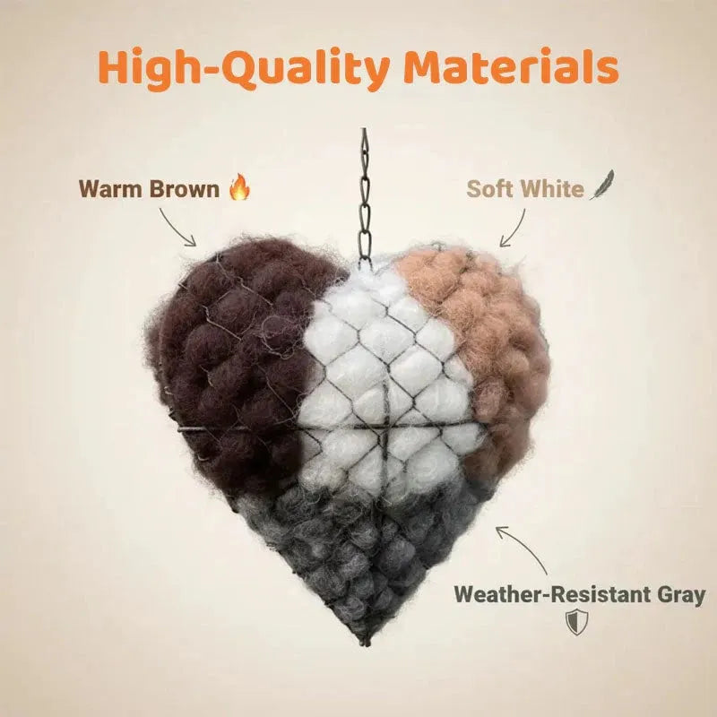 Handmade Alpaca Fiber Bird Nesting Heart