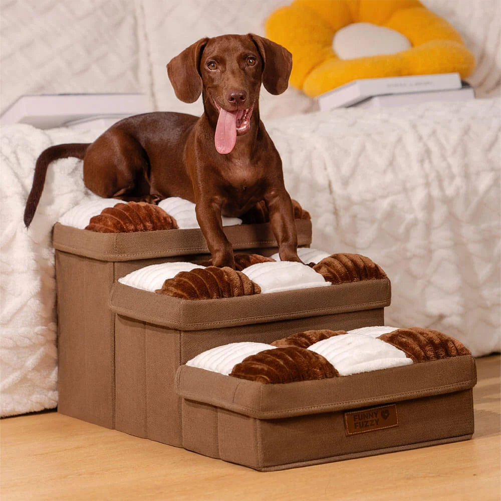 Chessboard Plaid Handcrafted Dog Stairs with Storage
