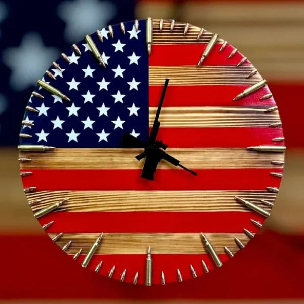 Handmade Patriotic American Flag Clock