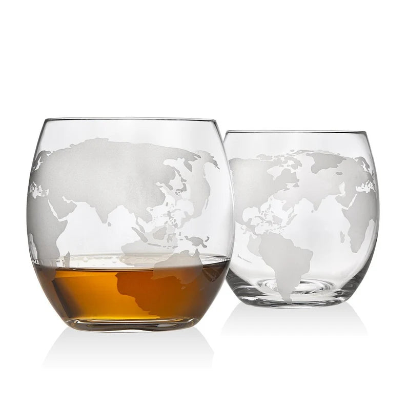 Antique Globe Whiskey Decanter Set