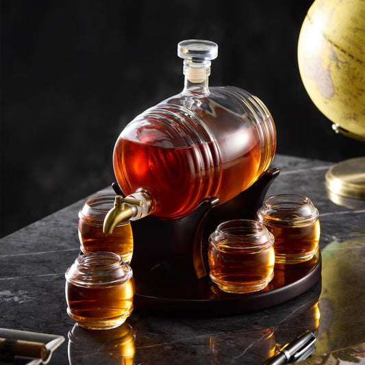 Whiskey Barrel Decanter Set