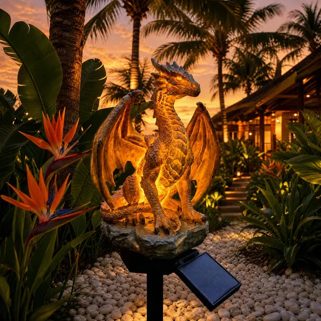 Solar Dragon Garden Statue Light