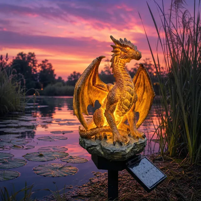 Solar Dragon Garden Statue Light
