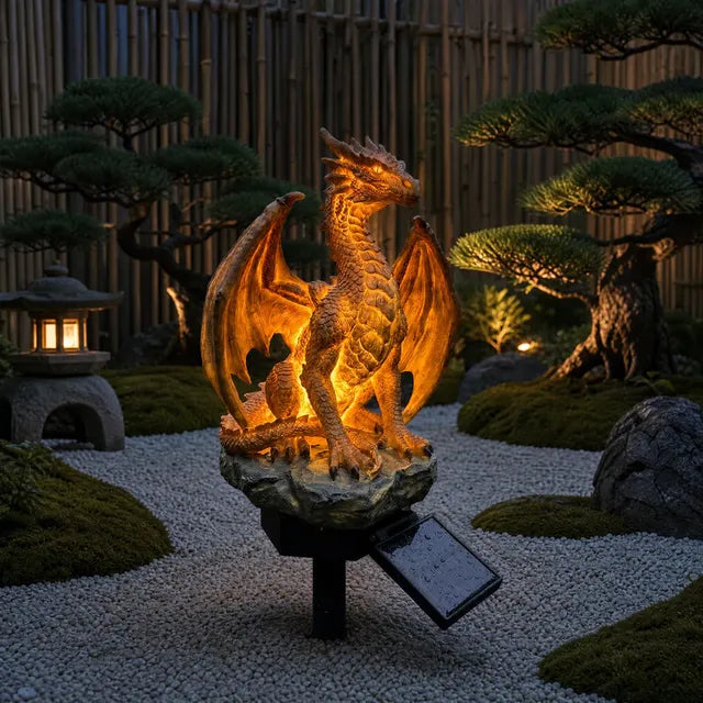 Solar Dragon Garden Statue Light