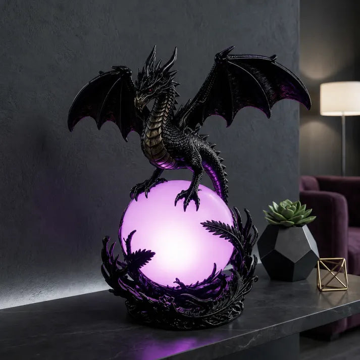 Gothic Dragon LED Crystal Ball Lamp for Dark Aesthetic Decor