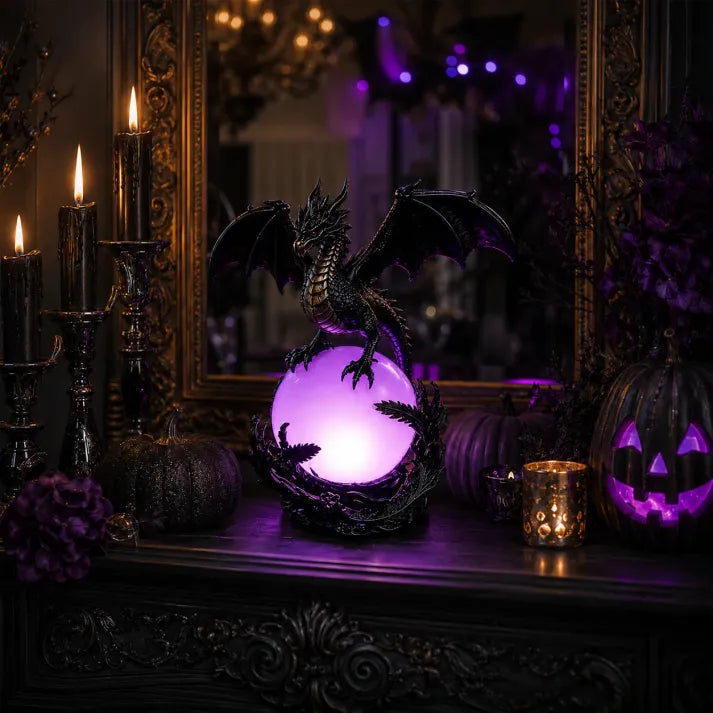 Gothic Dragon LED Crystal Ball Lamp for Dark Aesthetic Decor