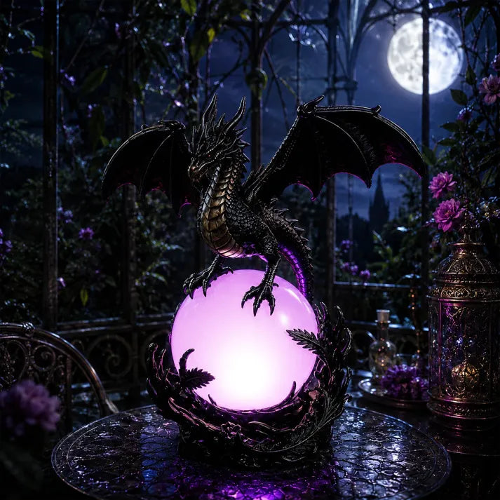 Gothic Dragon LED Crystal Ball Lamp for Dark Aesthetic Decor
