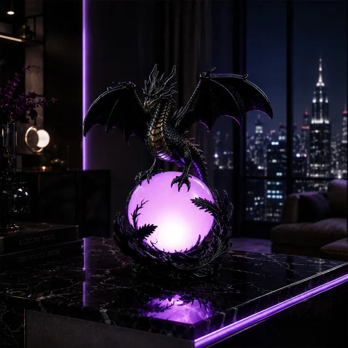 Gothic Dragon LED Crystal Ball Lamp for Dark Aesthetic Decor