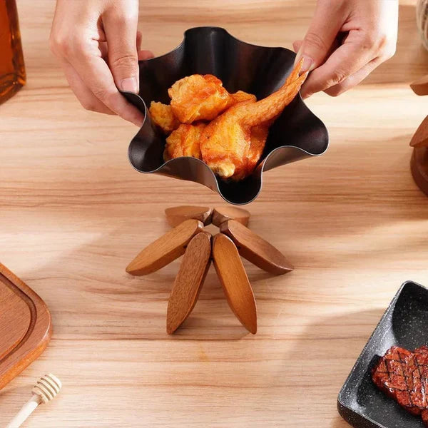 Natural Tree Trivet Set - 4 bamboo Trivets & 1 Stand