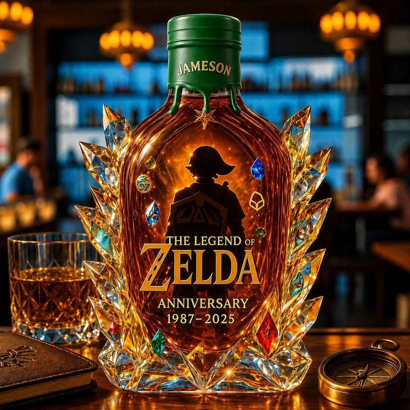 The Dazzling Legend Of Zelda 38th Anniversary 1987-2025 Whisky Bottle